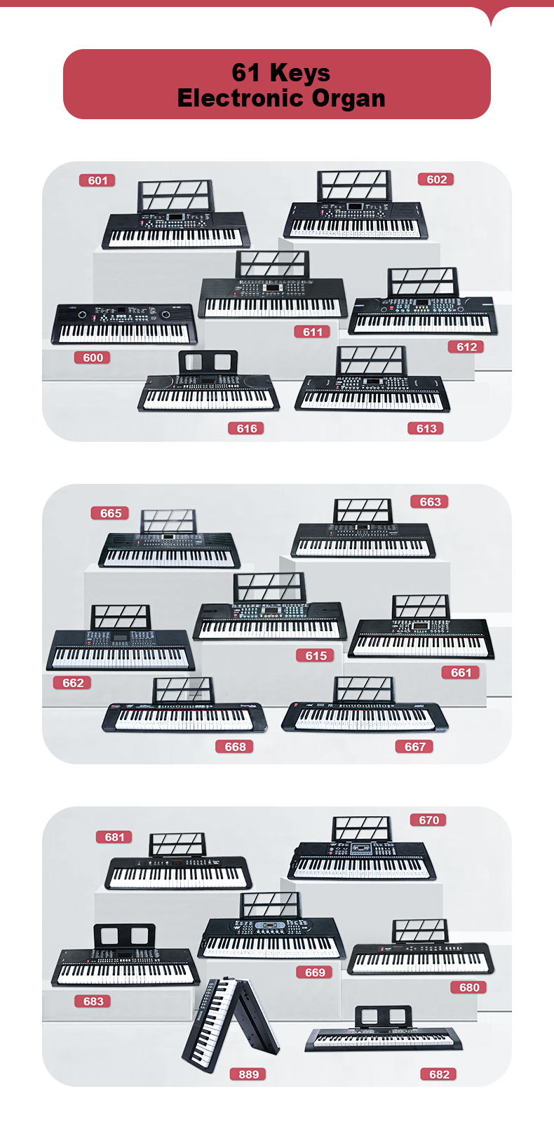 BD MUSIC BD-661 61 Keys Electronic Organ Musical Digital Keyboard ...